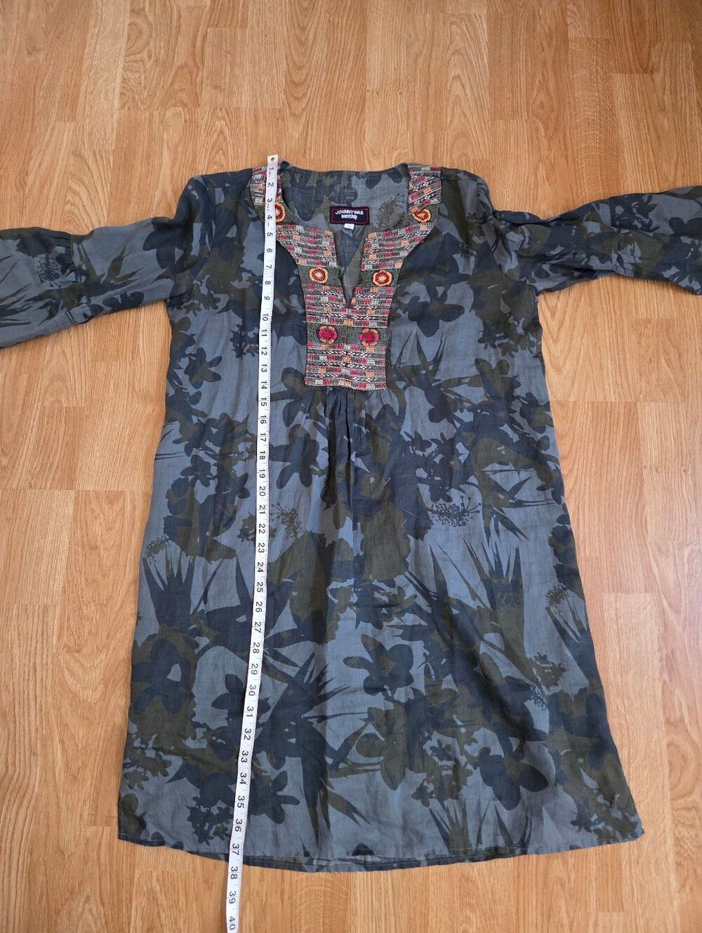 🦋JOHNNY WAS 🦋 Botanical Flare Sleeve Tunic Embroidered Dress - [Small] - Picture 8 of 11